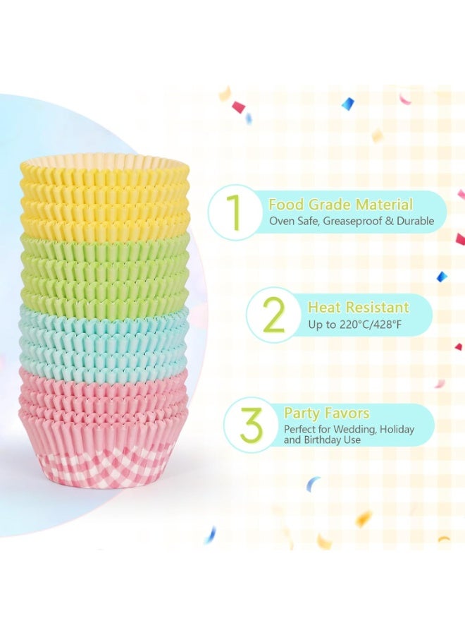 100 PackStandard Cupcake Liners, Colorful Paper Baking Cups Food Grade Disposable Cupcake Wrappers Buffalo Plaid Muffin Liners for Birthday Tea Themed Party Decor - Image 3